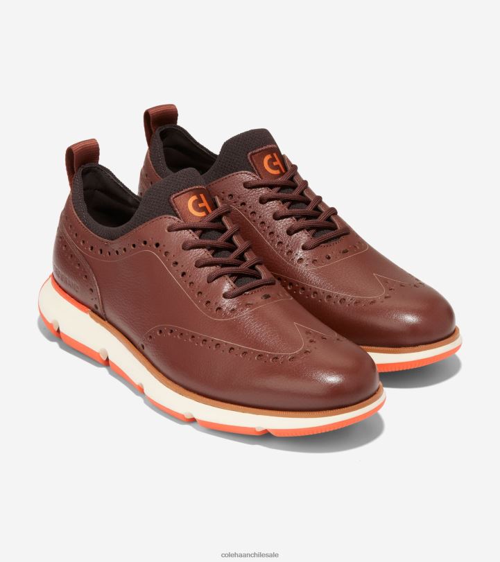 Cole Haan 4.zerogrand punta de ala oxford Woodbury-chocolate-naranja escarlata B8D8B370 hombres calzado