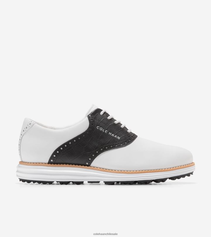 Cole Haan Zapato de golf Grand Saddle original estampado cocodrilo blanco y negro B8D8B470 hombres calzado