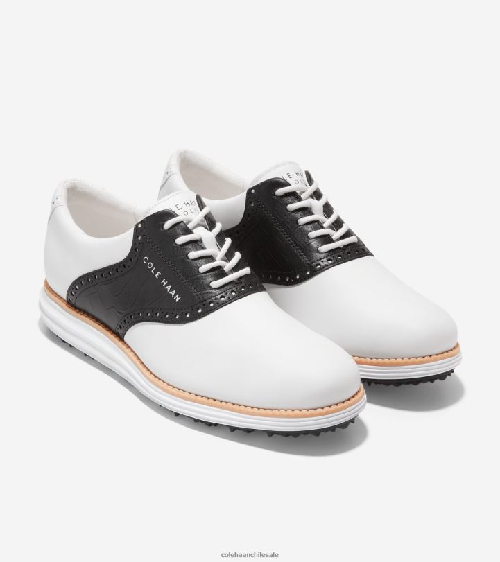 Cole Haan Zapato de golf Grand Saddle original estampado cocodrilo blanco y negro B8D8B470 hombres calzado