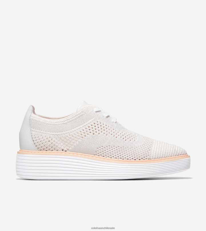 Cole Haan oxford de punta de ala de plataforma grande original blanco óptico-plata metalizada stitchlite-nimbus nube B8D8B215 mujer calzado