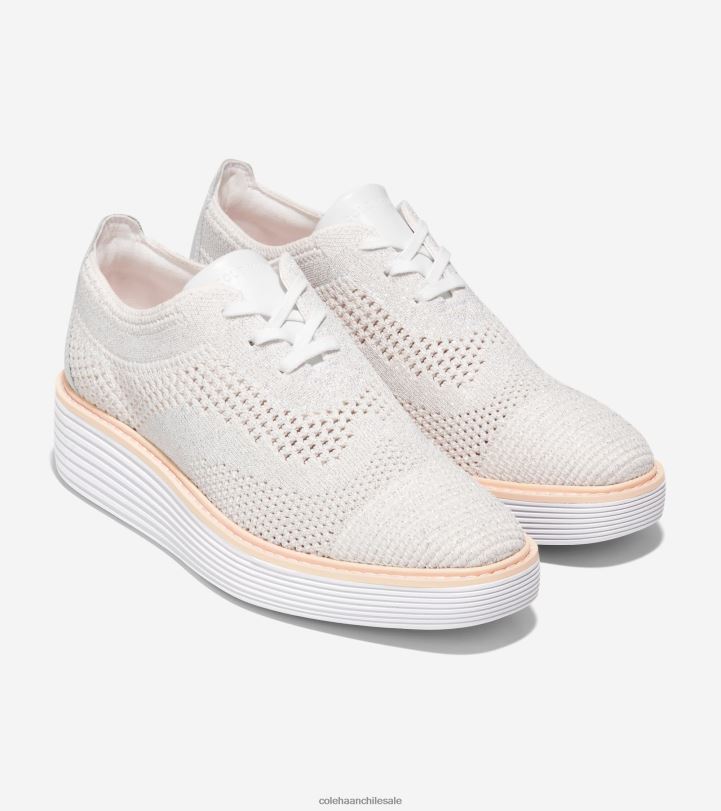 Cole Haan oxford de punta de ala de plataforma grande original blanco óptico-plata metalizada stitchlite-nimbus nube B8D8B215 mujer calzado