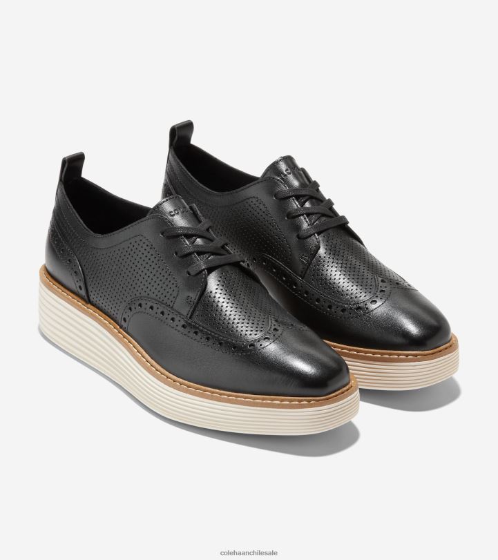 Cole Haan oxford de punta de ala de plataforma grande original negro-marfil B8D8B166 mujer calzado