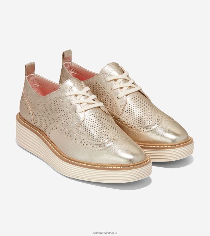 Cole Haan oxford de punta de ala de plataforma grande original oro talca-marfil B8D8B164 mujer calzado