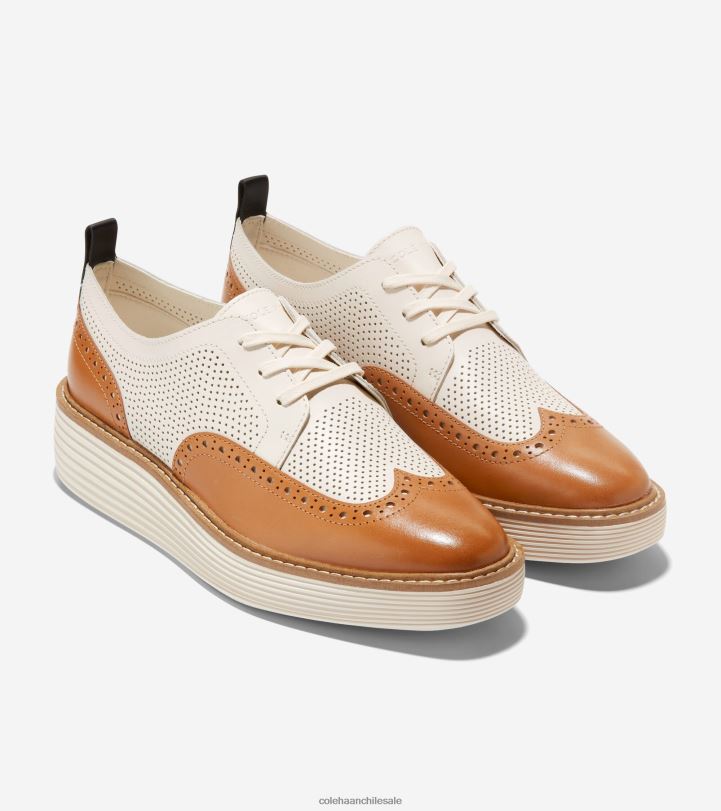 Cole Haan oxford de punta de ala de plataforma grande original pecana-marfil B8D8B165 mujer calzado