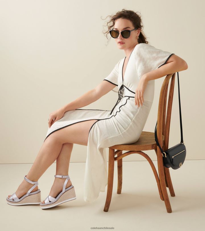 Cole Haan sandalia con cuña tipo alpargata cloudfeel cuero plateado B8D8B28 mujer calzado