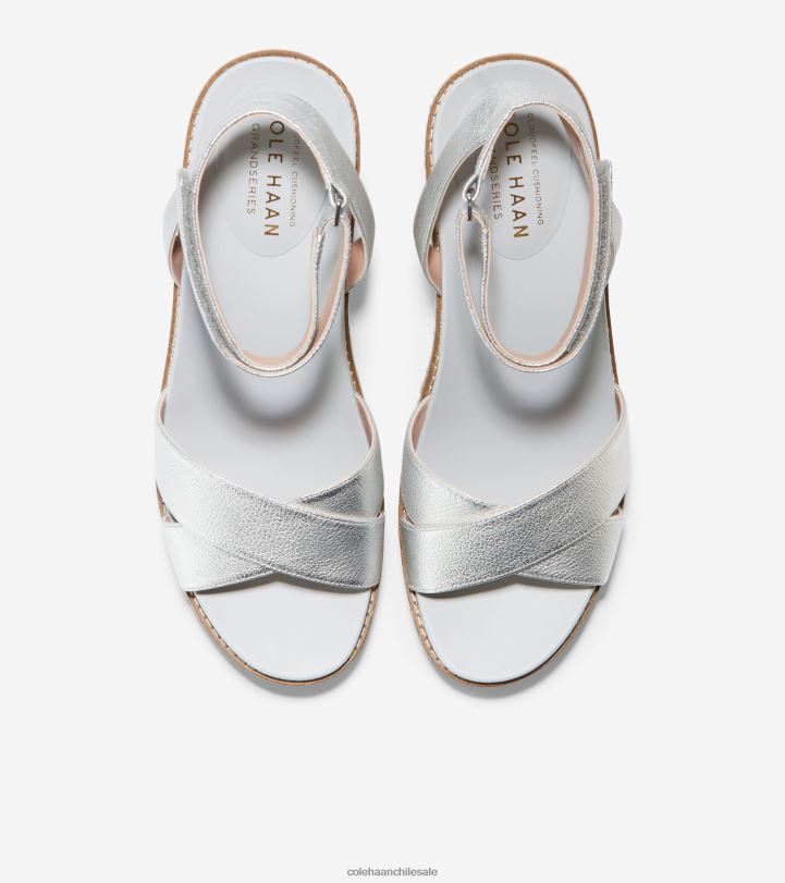 Cole Haan sandalia con cuña tipo alpargata cloudfeel cuero plateado B8D8B28 mujer calzado