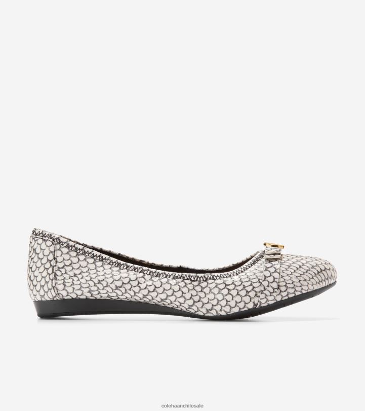 Cole Haan ballet arco tova estampado de serpiente redondo en blanco y negro B8D8B131 mujer calzado