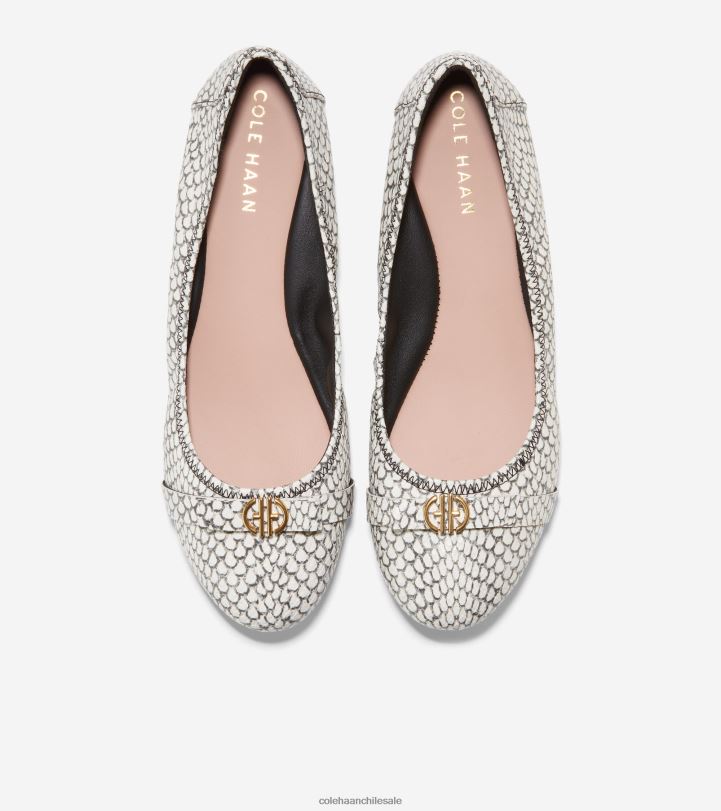 Cole Haan ballet arco tova estampado de serpiente redondo en blanco y negro B8D8B131 mujer calzado